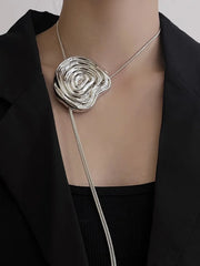 Flower Decor Graceful Drawstring Necklace