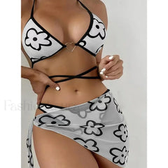 Floral Wrap Split Three Piece Set