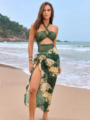 Hollow Out Skirted Three Piece Set