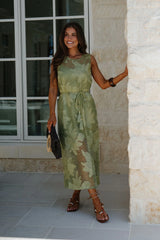 Mia Lace Midi Dress-Green
