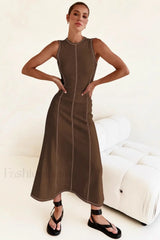 Knit Sleeveless A-Line Retro Work Dress