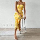 Graphic Off-Shoulder Midi Dress