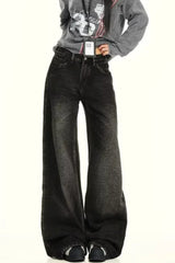 Casual Washed Distressed Relaxed Straight Jeans
