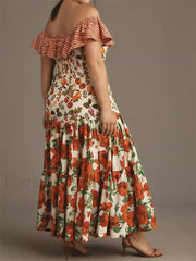 Slash Neck Off-Shoulder Floral Dress
