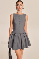 Elegant Sleeveless Ruffled A-Line Work Dress