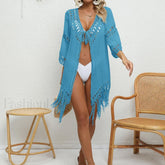 Tie-Front Tassel Crochet Cover Up