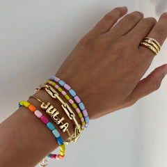 Brighten Up Enamel Beaded Bracelet - Cotton Candy