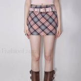 Retro Plaid High Waist Skirt