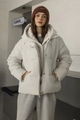 Faux Fur Panel Cropped Puffer Jacket