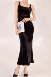 Sexy Velvet Strappy Backless Maxi Dress