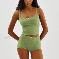 Fairy Grunge Lace Trim Tube Top Shorts Two Piece Set