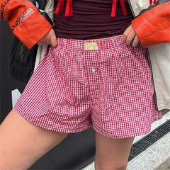 Y2K Aesthetic Plaid Pajamas Short