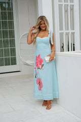 Frankie Floral Maxi Dress- Mint Blue