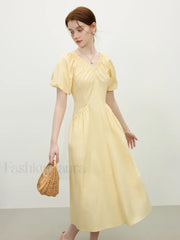 French Waist-Slim Midi Dress