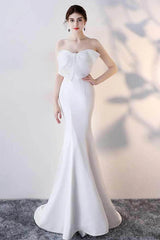 Bow Strapless Mermaid Maxi Party Dress