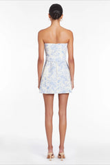 Strapless Belted Bodycon Mini Floral Dress