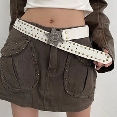 Chic Versatile Star Detail Leather Belt