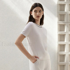 Crew Neck Wool Silk Knitted T-Shirt