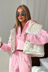 Sleeveless Laser Quilted Puffer Jacket