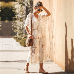 Lace Kaftan Pareo Beach Cover Up