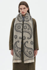 Thick Paisley Jacquard Short Fringe Scarf