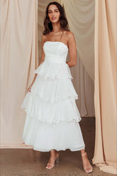 Sexy Slim Fit Strapless Backless Ruffled Prom Dress