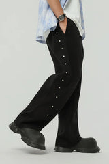 Vintage Rivet Drawstring Casual Sweat Pants