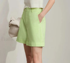 Minimalist Summer Casual Loose Cotton Linen Cuffed Short