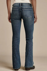 Chic Stretch Rhinestone Trim Flare Jeans