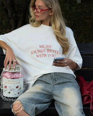 Vintage Chic Letter Printed T-Shirt