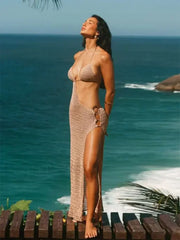 Low-cut Tie Knit Maxi Cover Up