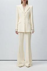Beige Lace Waist Blazer