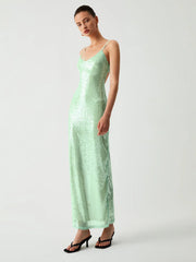 Triggered Sequin Open Trendy Back Long Dress