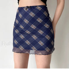Plaid Double Layer Mesh Y2K Skirt