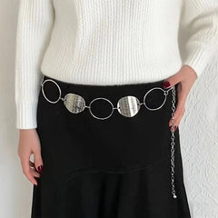 Chic Large Ring Hollow Metal Waist Chain