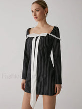 French Square Graceful Neck Short Dress