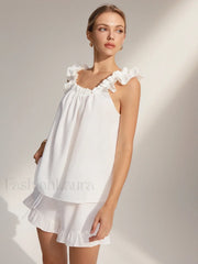 Pure Cotton Ruffle Shorts Set