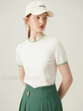 Contrasting Woolen Lyocell Knit T-Shirt
