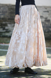 Vintage Velvet Tie Dye Swing Midi Skirt