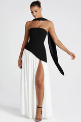 Color Block Flowy Tie Bustier Formal Dress