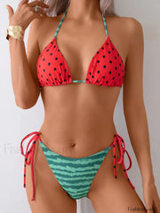 Watermelon Halter String Bikini Set