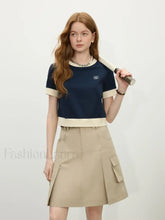 Preppy Knit Vintage Color Block T-Shirt