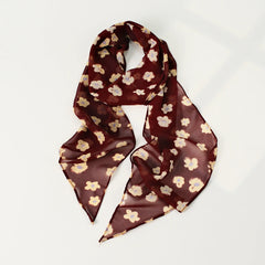 Vintage Floral Long Lightweight Neck Ribbon Scarf