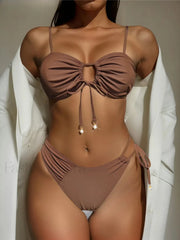 Asymmetric Crinkled Bikini Set