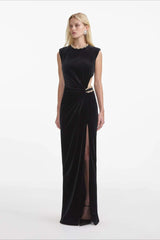 Cut Out Velvet Bodycon Party Dress