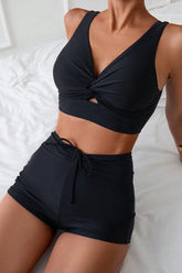Black Boyshort Two Piece Swim Set