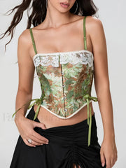 Lace Corset Tie-Back Crop Top