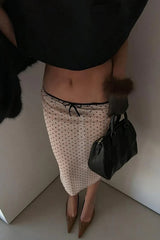 Low Rise Sheer Mesh Polka Dot A Line Skirt