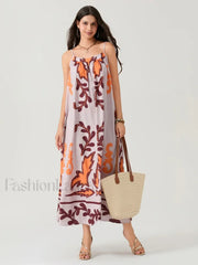 Backless Suspender Boho Dress