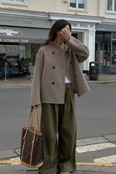 Short Double-Breasted Wool Jacket